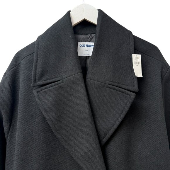 OLD NAVY Oversized Twill Overcoat Black Size XXL Womens Double Breasted Coat NWT - Picture 4 of 11